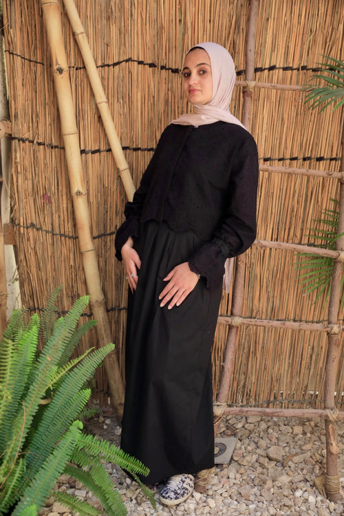 Black poplin skirt